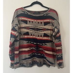 Polo Ralph Lauren Women’s Sweater Aztec Print Pullover Medium Cotton